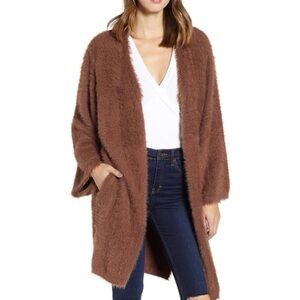 Prima Open Front Fuzzy Eyelash Knit Cardigan Size S Cozy Soft